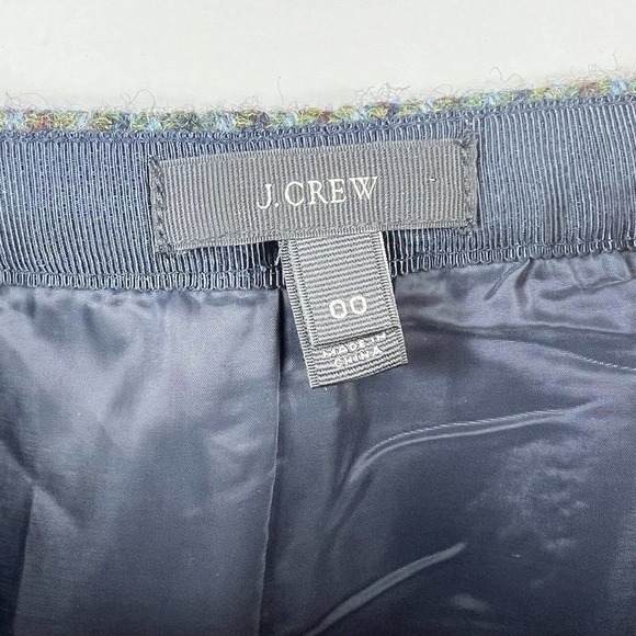 J. Crew Houndstooth Asymmetrical Zipper Wool Pencil Skirt Size 00 Blue - Picture 5 of 11